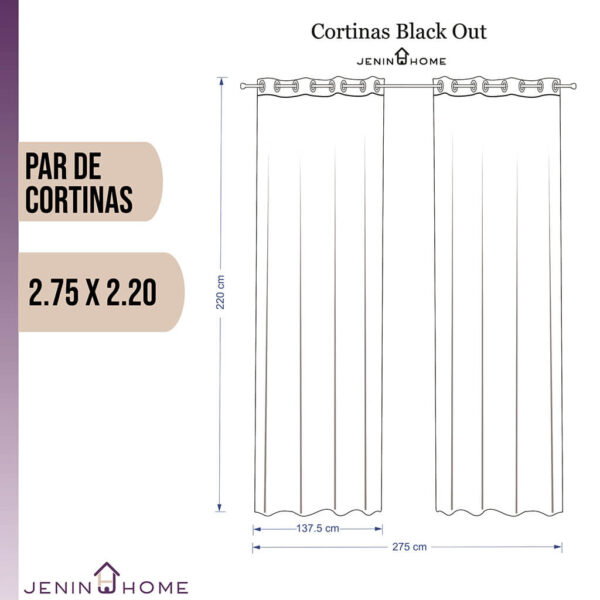Cortinas Black Out Argollas 2.75 Ancho * 2.2 Largo Metros - Imagen 7