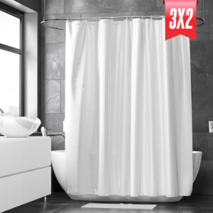 Cortina de Baño Impermeable con Ganchos
